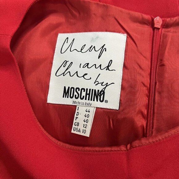 Moschino RED BLACK WHITE CIRCLE POLKA DOT DRESS FRAN NANNY USA 10 IT44 - Picture 3 of 14